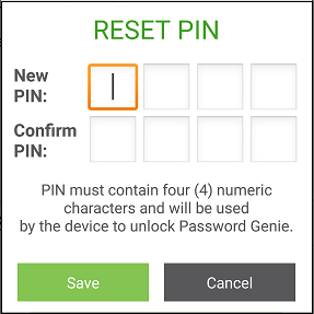 Password Genie - A - reset passcode - 2