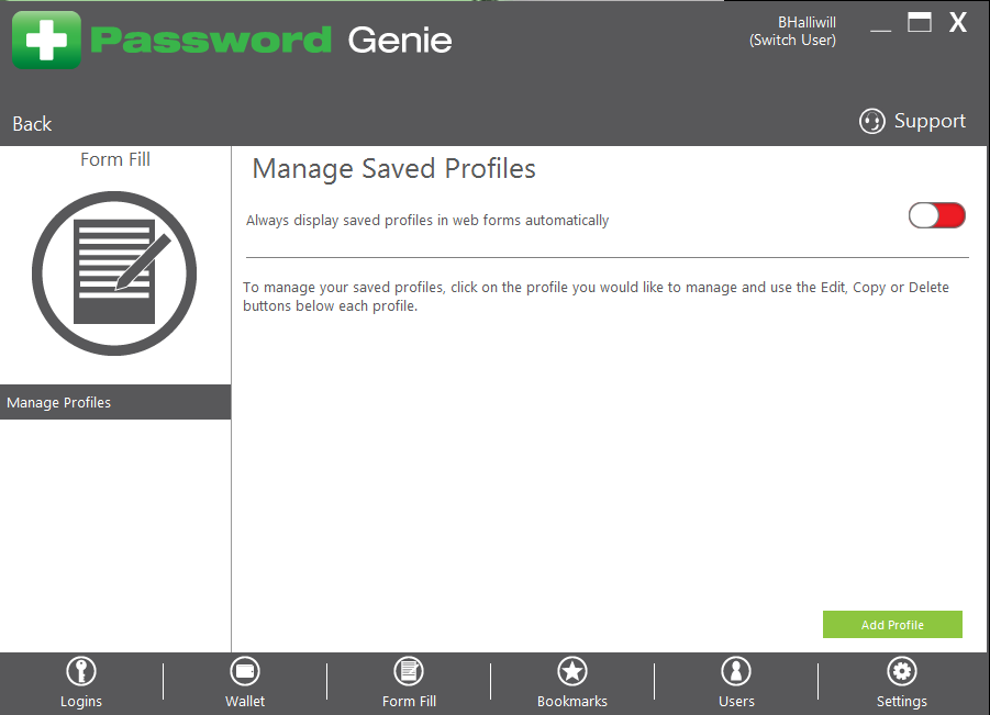 Password Genie - D - 1 Manage Formfill