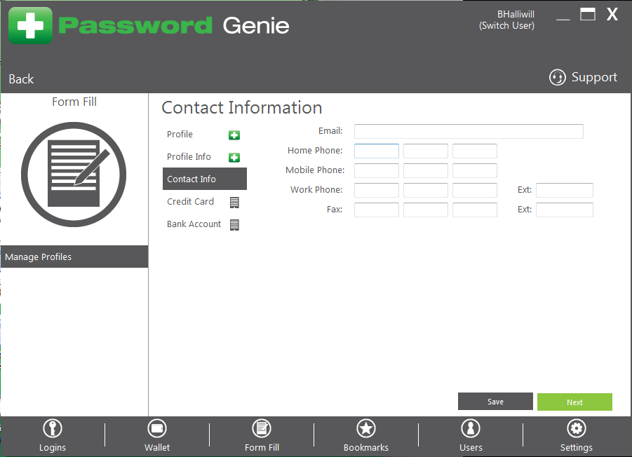 Password Genie - D - 4 Manage Formfill_Contact Info