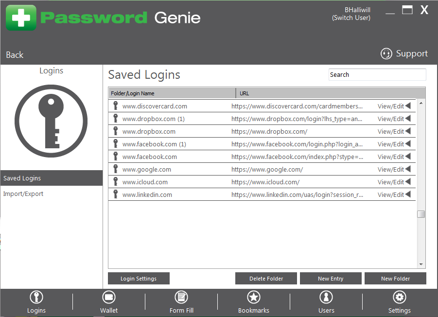 Password Genie - D - Access saved sites