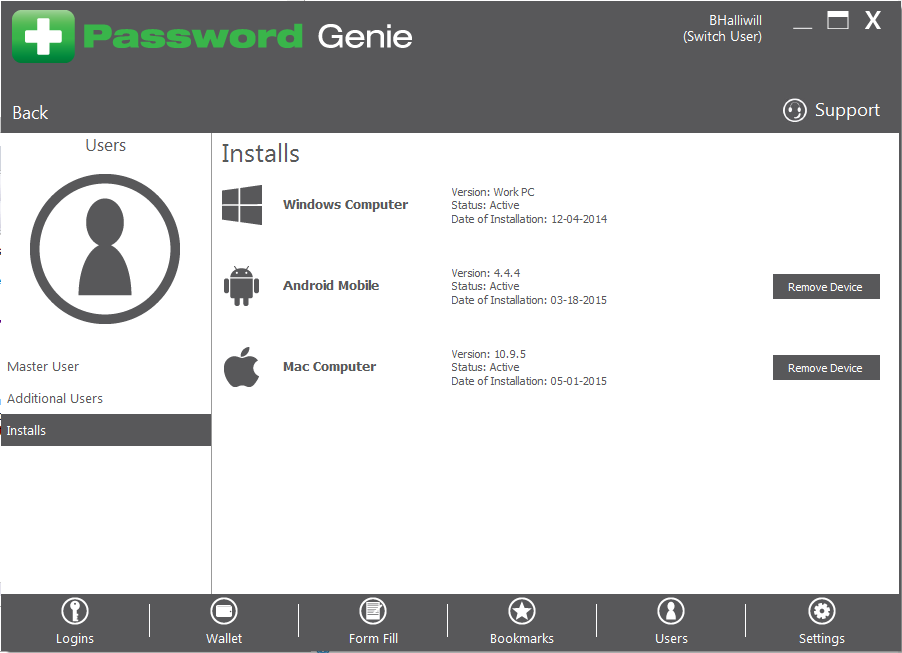 Password Genie - D - Remove Device