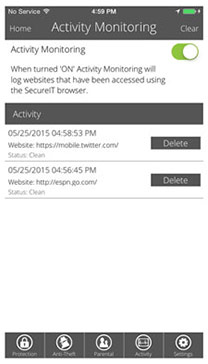 Get Started with SecureIT iOS - Activity Monitoring options