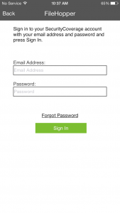 Existing user - enter credentials