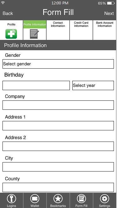 Form Fill_profile info
