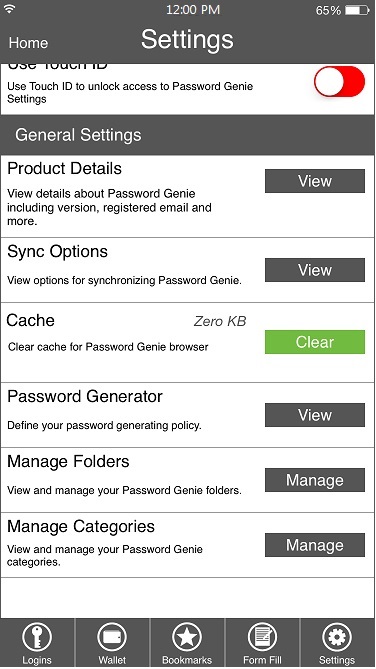 Manage categories